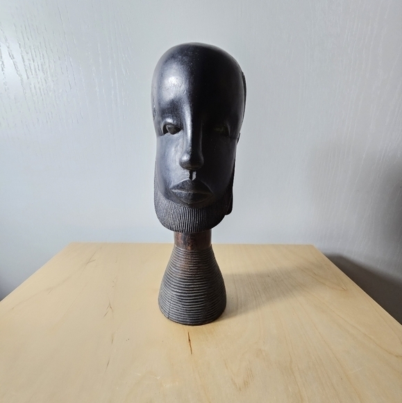 Vintage African Tribal Wood Man Head - Picture 1 of 7